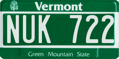 VT license plate NUK722