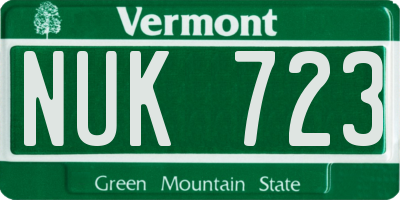 VT license plate NUK723