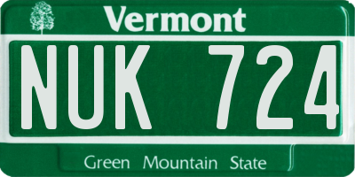VT license plate NUK724