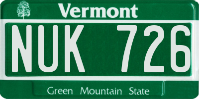 VT license plate NUK726
