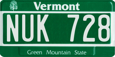 VT license plate NUK728