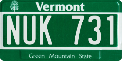 VT license plate NUK731