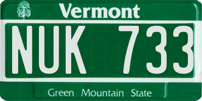 VT license plate NUK733