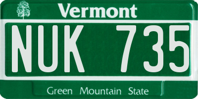 VT license plate NUK735
