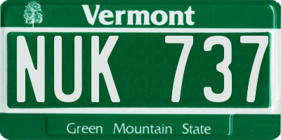VT license plate NUK737