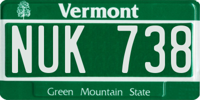 VT license plate NUK738