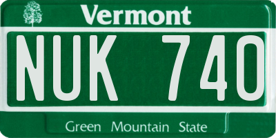 VT license plate NUK740