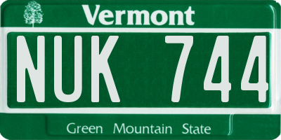 VT license plate NUK744