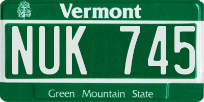 VT license plate NUK745