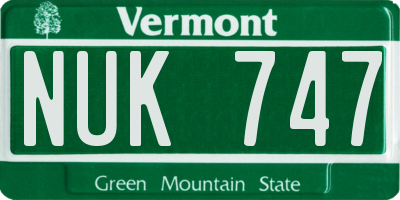 VT license plate NUK747