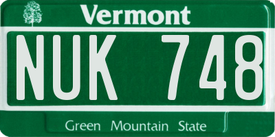 VT license plate NUK748