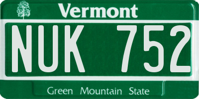 VT license plate NUK752