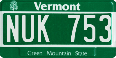 VT license plate NUK753