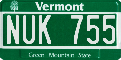 VT license plate NUK755