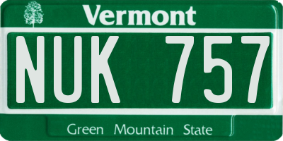 VT license plate NUK757