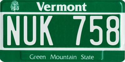 VT license plate NUK758