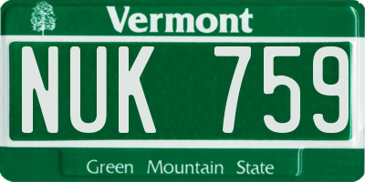 VT license plate NUK759