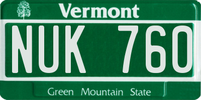 VT license plate NUK760