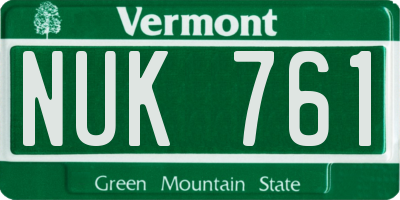 VT license plate NUK761