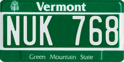 VT license plate NUK768