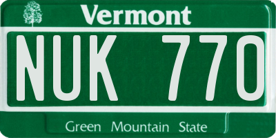 VT license plate NUK770