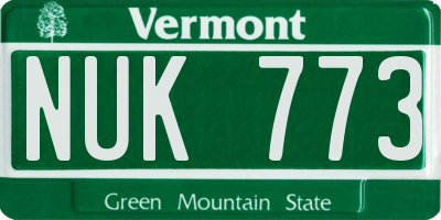 VT license plate NUK773