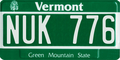 VT license plate NUK776