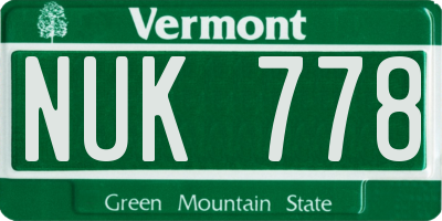 VT license plate NUK778
