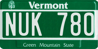 VT license plate NUK780