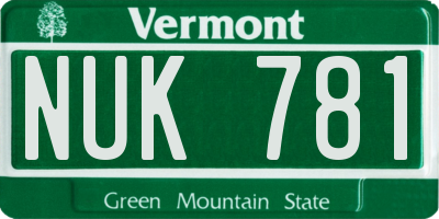 VT license plate NUK781