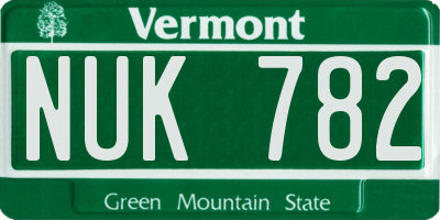 VT license plate NUK782