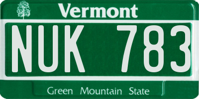 VT license plate NUK783