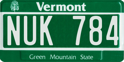 VT license plate NUK784