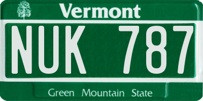 VT license plate NUK787