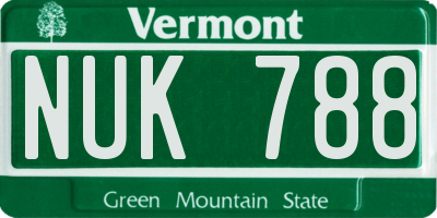 VT license plate NUK788