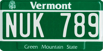 VT license plate NUK789