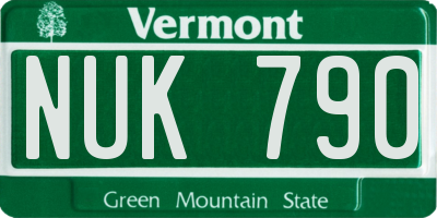 VT license plate NUK790