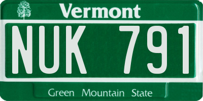 VT license plate NUK791