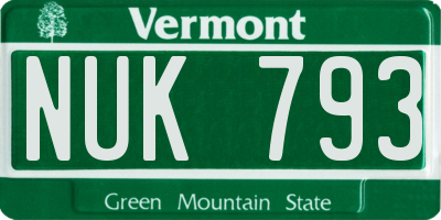 VT license plate NUK793