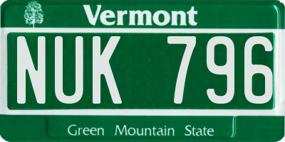 VT license plate NUK796