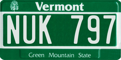 VT license plate NUK797