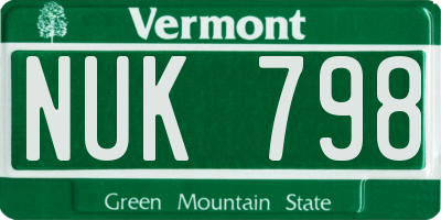 VT license plate NUK798