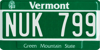 VT license plate NUK799
