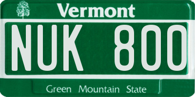 VT license plate NUK800