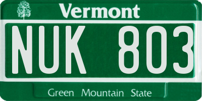 VT license plate NUK803