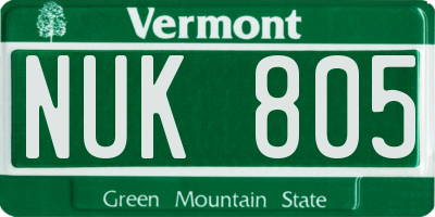 VT license plate NUK805