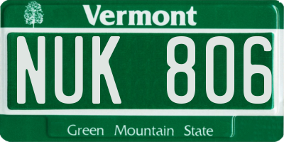 VT license plate NUK806