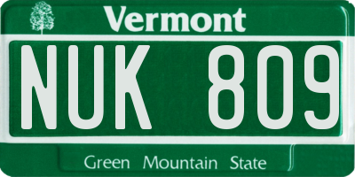 VT license plate NUK809