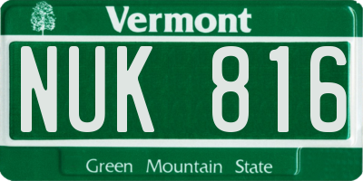 VT license plate NUK816