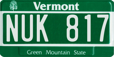 VT license plate NUK817